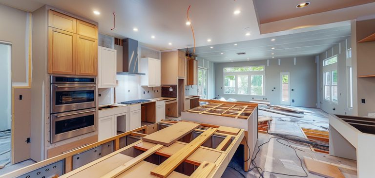 Preparing kitchen for installation of custom new features in modern home improvement