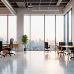 Modern startup office interior with flexible workspaces and collaborative areas